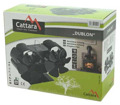 Cattara DUBLON černý krbový ventilátor s podstavcem 2x 112 mm