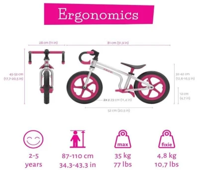 Chillafish Fixie Pink odrážadlo
