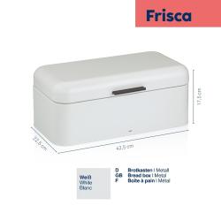 Chlebník Frisca kov, bílá 42,5x22,5x17,5 cm