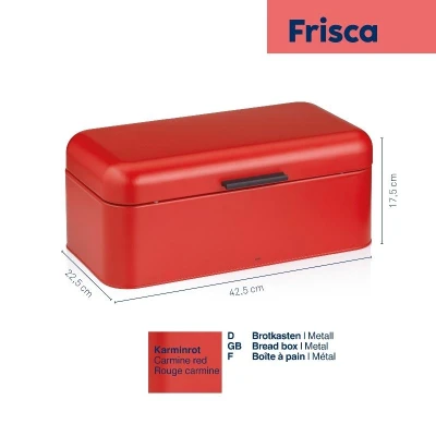 Chlebník Frisca kov, červená 42,5x22,5x17,5 cm
