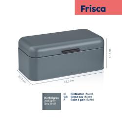 Chlebník Frisca kov, šedá 42,5x22,5x17,5 cm