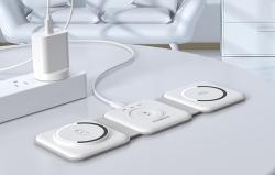 Choetech Magnetická bezdrátová nabíječka T588-F 3v1 15 W (bílá)
