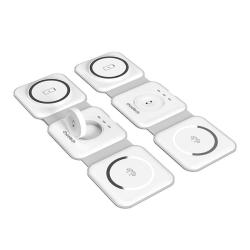 Choetech Magnetická bezdrátová nabíječka T588-F 3v1 15 W (bílá)