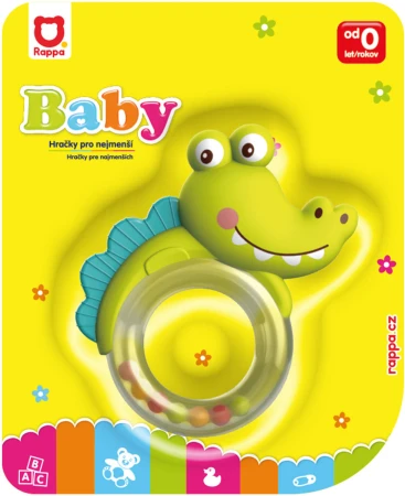 Chrastítko baby kousátko zvířátko krokodýl s kuličkami pro miminko