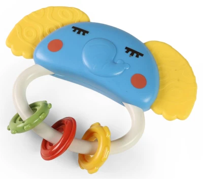 Chrastítko baby kousátko zvířátko slon s kroužky pro miminko
