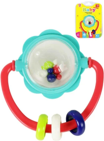 Chrastítko baby květina 8cm s kuličkami a korálky pro miminko