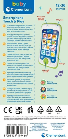 CLEMENTONI CLEMMY Baby můj první smartphone na baterie LED Světlo Zvuk