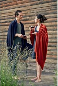 Cocoon merino deka Merino Wool/Silk Blanket graphite blue