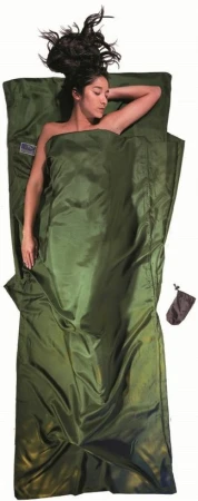 Cocoon Olive Green hedvábná spacáková přikrývka