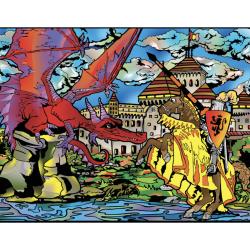 Colorvelvet Sametový obrázek Drak a rytíř 47x35cm