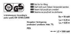 Compass Popruh s ráčnou a háky 1000daN 5m TÜV/GS