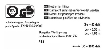 Compass Popruh s ráčnou a háky 1000daN 5m TÜV/GS