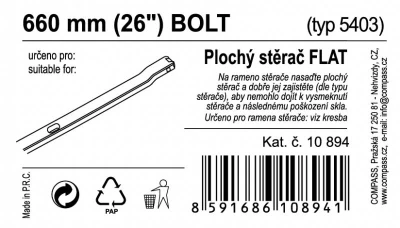 Compass Stěrač FLAT BULK (BOLT) 26[34]/660mm