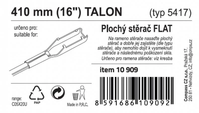 Compass Stěrač FLAT BULK (TALON) 16[34]/410mm