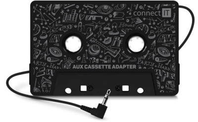 Connect IT AUX kazetový adaptér, 3,5 mm jack, ČERNÁ