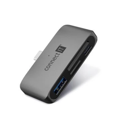 Connect IT CompactPRO externí USB-C hub + čtečka karet ANTRACITOVÁ Connect IT CompactPRO externí USB-C hub + čtečka karet ANTRACITOVÁ