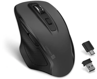 Connect IT Dual SmartSwitch bezdrátová myš, USB-A + C (+1x AA baterie zdarma), ŠEDÁ Connect IT Dual SmartSwitch bezdrátová myš, USB-A + C (+1x AA baterie zdarma), ŠEDÁ