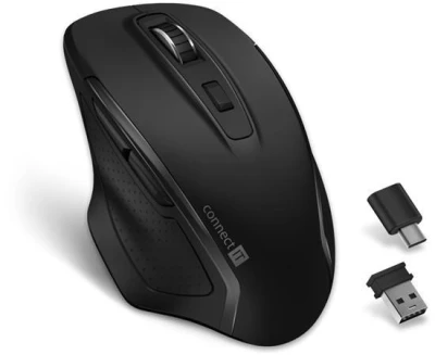 Connect IT Dual SmartSwitch bezdrátová myš, USB-A + C, ČERNÁ (+1x AA baterie zdarma) Connect IT Dual SmartSwitch bezdrátová myš, USB-A + C, ČERNÁ (+1x AA baterie zdarma)