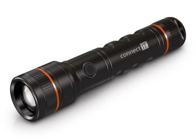 Connect IT GLEAM 1000R LED ruční svítilna dobíjecí (2200mAh), 1000 lm, hliníková, voděodolná, černá
