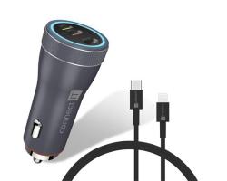 CONNECT IT InCarz DUPLEX nabíječka do auta, 2x USB-C, 1x Lightning, ANTRACITOVÁ CONNECT IT InCarz DUPLEX nabíječka do auta, 2x USB-C, 1x Lightning, ANTRACITOVÁ