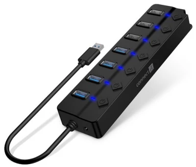 Connect IT Mighty Switch 2 USB-A hub, (4xUSB-A 3.0, 3xUSB-A 2.0), externí, ČERNÝ Connect IT Mighty Switch 2 USB-A hub, (4xUSB-A 3.0, 3xUSB-A 2.0), externí, ČERNÝ
