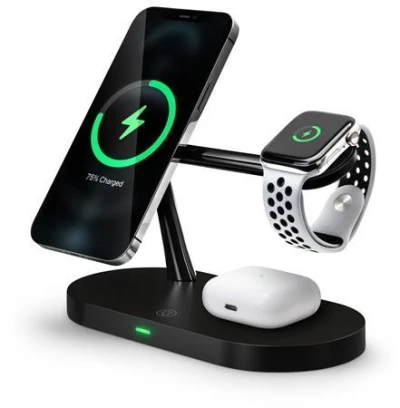 Connect IT MultiCharge 5 v 1 MagSafe Wireless Fast Charge bezdrátová nabíječka, ČERNÁ