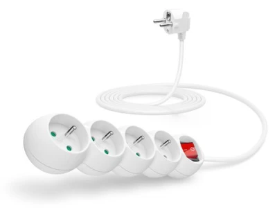 Connect IT Prodlužovací kabel 230 V, 4 zásuvky, 3 m, s vypínačem (bílý)