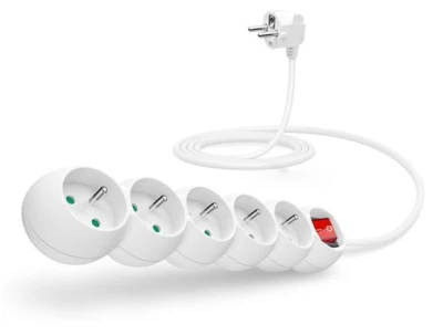 Connect IT Prodlužovací kabel 230 V, 5 zásuvek, 2 m, s vypínačem (bílý) Connect IT Prodlužovací kabel 230 V, 5 zásuvek, 2 m, s vypínačem (bílý)