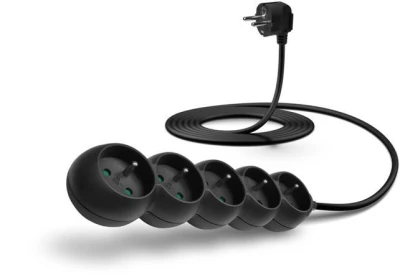 Connect IT Prodlužovací kabel 230 V, 5 zásuvek, 3 m, bez vypínače (černý)