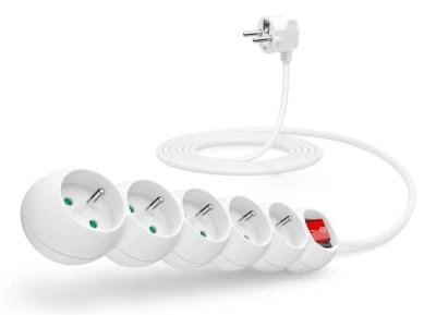 Connect IT Prodlužovací kabel 230 V, 5 zásuvek, 3 m, s vypínačem (bílý)