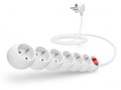 CONNECT IT prodlužovací kabel 230 V, 6 zásuvek, 2 m, s vypínačem (bílý) CONNECT IT prodlužovací kabel 230 V, 6 zásuvek, 2 m, s vypínačem (bílý)