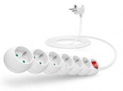 CONNECT IT prodlužovací kabel 230 V, 6 zásuvek, 3 m, s vypínačem (bílý) CONNECT IT prodlužovací kabel 230 V, 6 zásuvek, 3 m, s vypínačem (bílý)