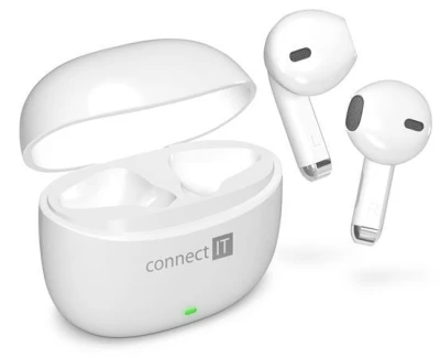 Connect IT True Wireless SonicBass sluchátka do uší s mikrofonem, BÍLÁ