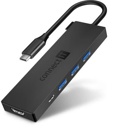 Connect IT USB-C hub, 5v1 (USB-C,3xUSB-A,HDMI), externí, ANTRACITOVÝ Connect IT USB-C hub, 5v1 (USB-C,3xUSB-A,HDMI), externí, ANTRACITOVÝ