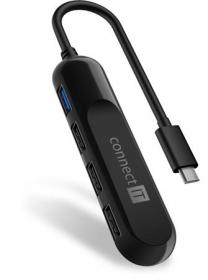 CONNECT IT USB-C hub USB 3.0, externí, ČERNÝ CONNECT IT USB-C hub USB 3.0, externí, ČERNÝ