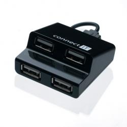 CONNECT IT USB hub 4 porty STEP - černý CONNECT IT USB hub 4 porty STEP - černý