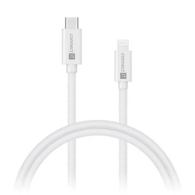 Connect IT Wirez kabel USB-C - Lightning, 27 W, 1 m, BÍLÁ