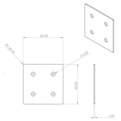CORGARDEN Modo rovná cortenová 6 x 6 cm spojka na zahradní obrubník