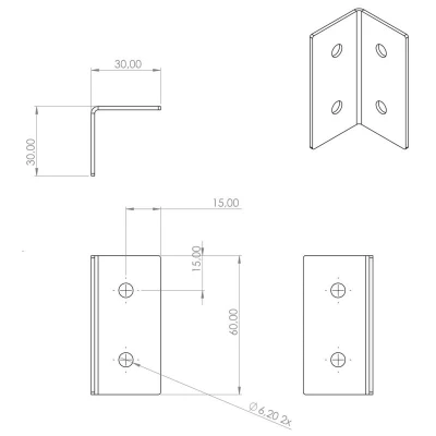 CORGARDEN Modo cortenová rohová 3 x 3 x 6 cm spojka na zahradní obrubník