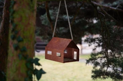 CORGARDEN Casa cortenové ptačí krmítko 30 x 21 x 23 cm