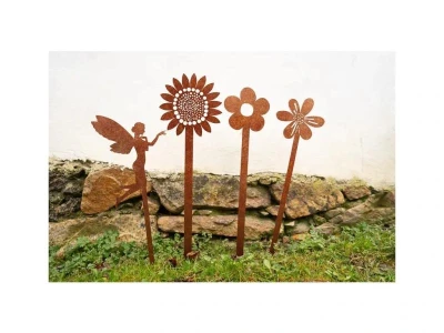 CORGARDEN Květina 2 cortenová 68 x 16 cm zahradní dekorace