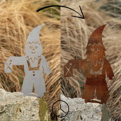 CORGARDEN Zahradní dekorace trpaslík 37 x 19 cm, corten
