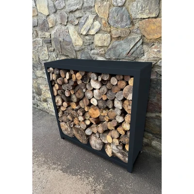 CORGARDEN Stora antracitový nerezový 120 x 120 x 40 cm zahradní dřevník