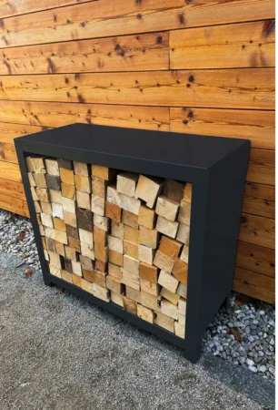 CORGARDEN Stora antracitový nerezový zahradní dřevník 80 x 90 x 40 cm