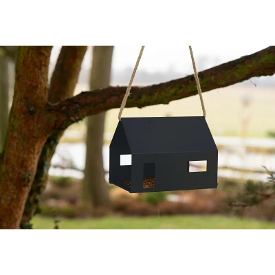 CORGARDEN Casa antracitové nerezové ptačí krmítko 30 x 21 x 23 cm