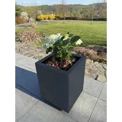 CORGARDEN Tall 40 x 40 x 50 cm antracitový nerezový zahradní květináč