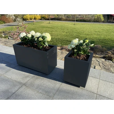 CORGARDEN Tall 40 x 90 x 50 cm antracitový nerezový vysoký zahradní květináč