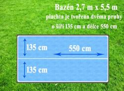 Cornisun obdelník 2,7 x 5,5 m (2 nesvařené pruhy) - solární plachta