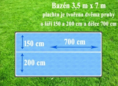 Cornisun obdĺžnik 3,5 x 7 m (2 nesvarené pruhy) - solárna plachta