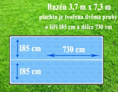 Cornisun obdĺžnik 3,7 x 7,3 m (2 nesvarené pruhy) - solárna plachta
